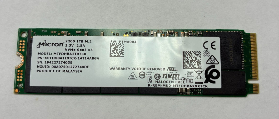 Micron NVMe Gen3 x4 1TB MTFDHBA1T0TCK