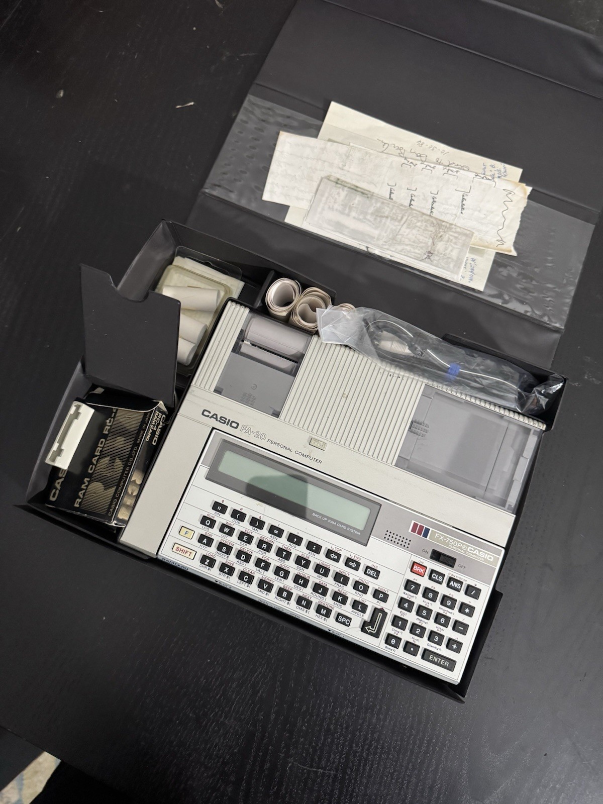 CASIO FA-20 / Fx-750p Personal computer With 3 4k Byte Memory Cards.
