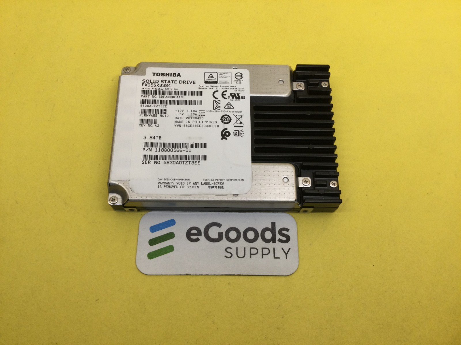 PX05SRB384 Toshiba 3.84TB SAS 12Gb/s 2.5in SSD EMC 118000566-01 ***EMC 520B