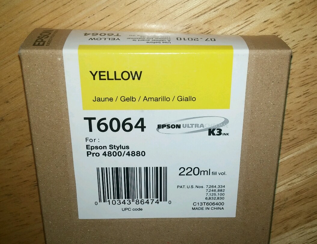 06-2022 GENUINE EPSON T6064 YELLOW 220ml K3 INK STYLUS PRO 4800 4880
