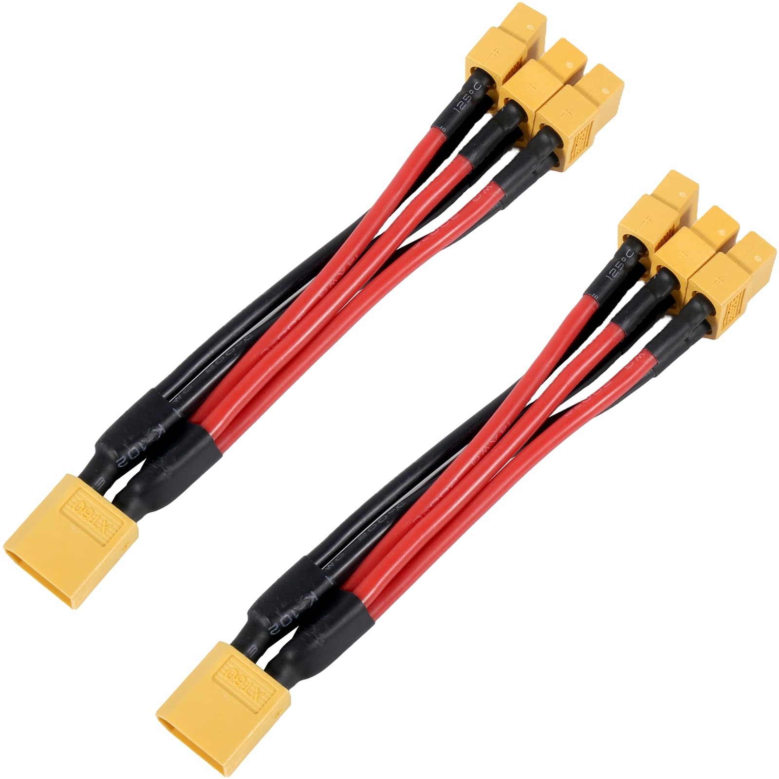 2pcs XT60 Parallel Battery Connector Extension Y Splitter 3-Way 14AWG /Female...