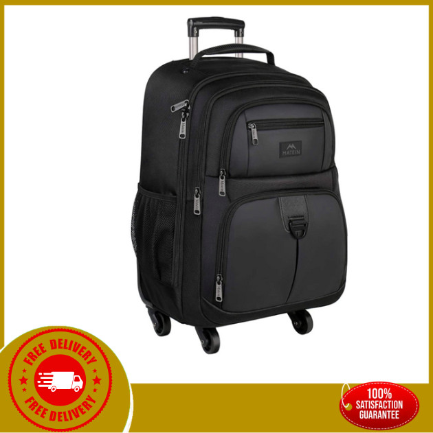 MATEIN Rolling Backpack with 4 Wheels, 17 inch Roller Travel Laptop Backpack