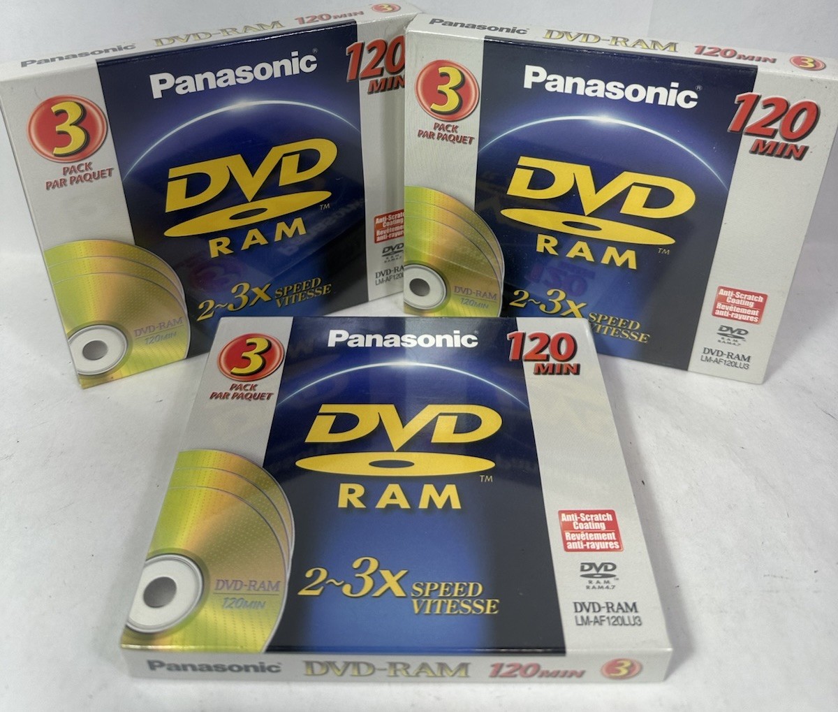 Panasonic LM-AF120LU3 DVD Ram Disc 3 Pack 120 Minute Lot of 3 New Sealed