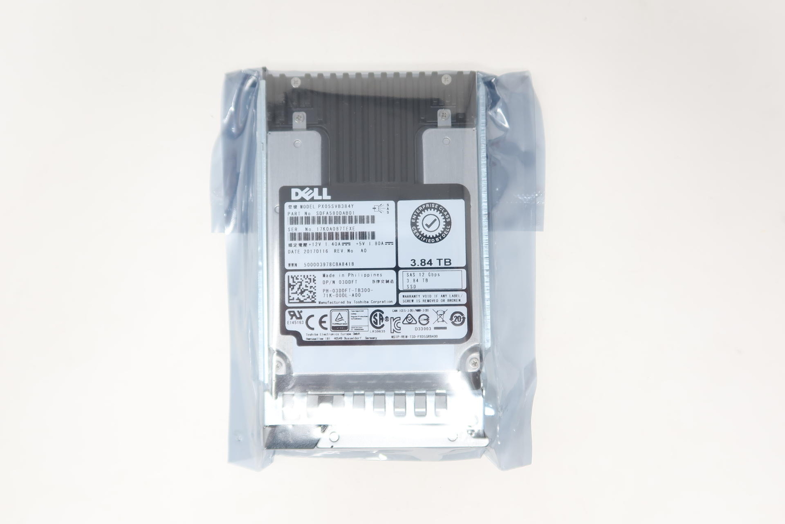 PX05SVB384Y 03DDFT Dell 3.84TB 2.5" SAS SFF 12G MU SSD Server