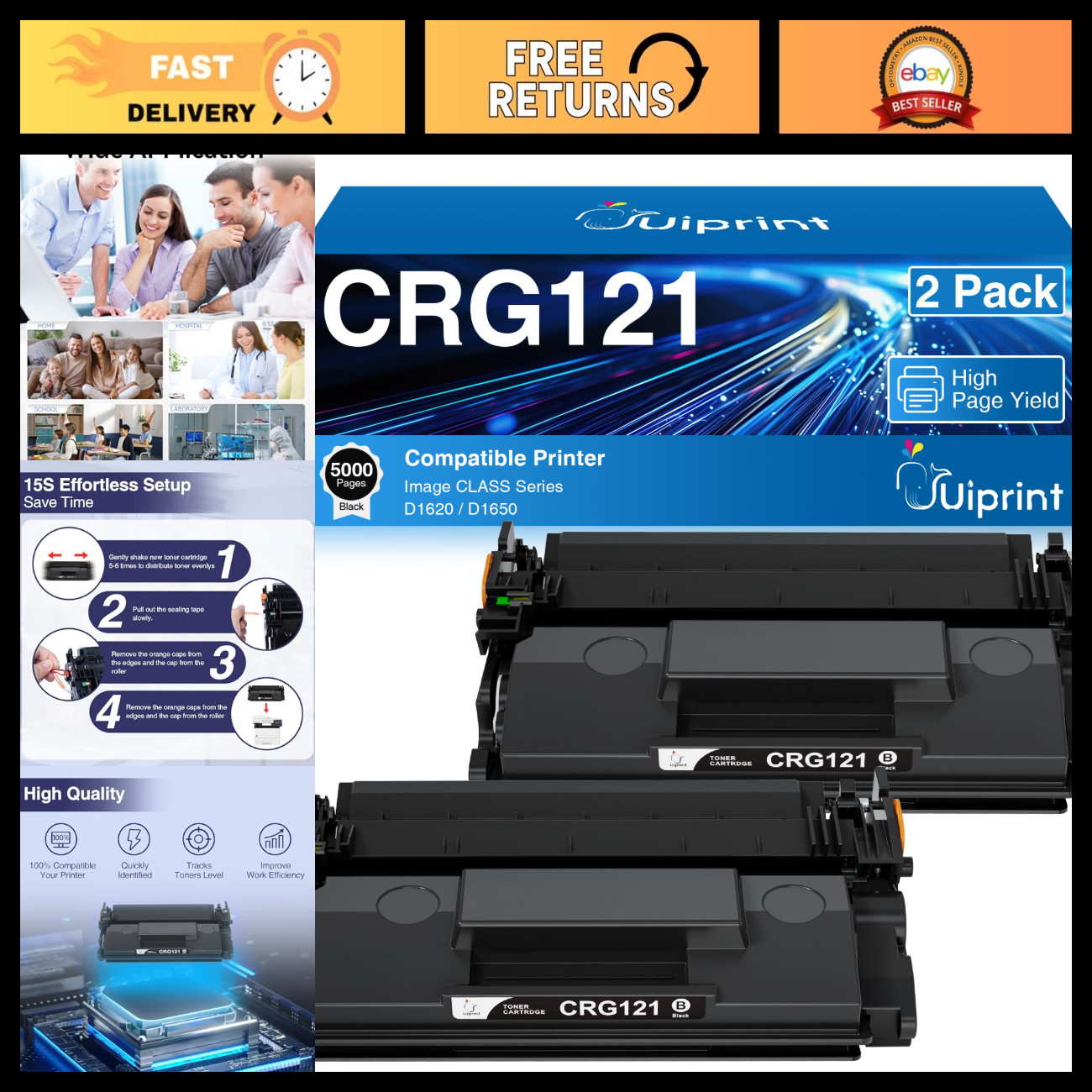 Compatible Black Toner Cartridge for Canon 121 - High Yield, Quality Print