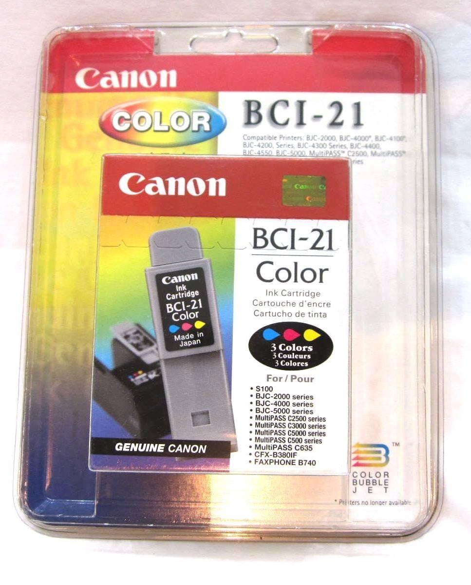 Canon BCI-21 Tri-Color Ink Cartridge 0955A003 Genuine New Sealed Package