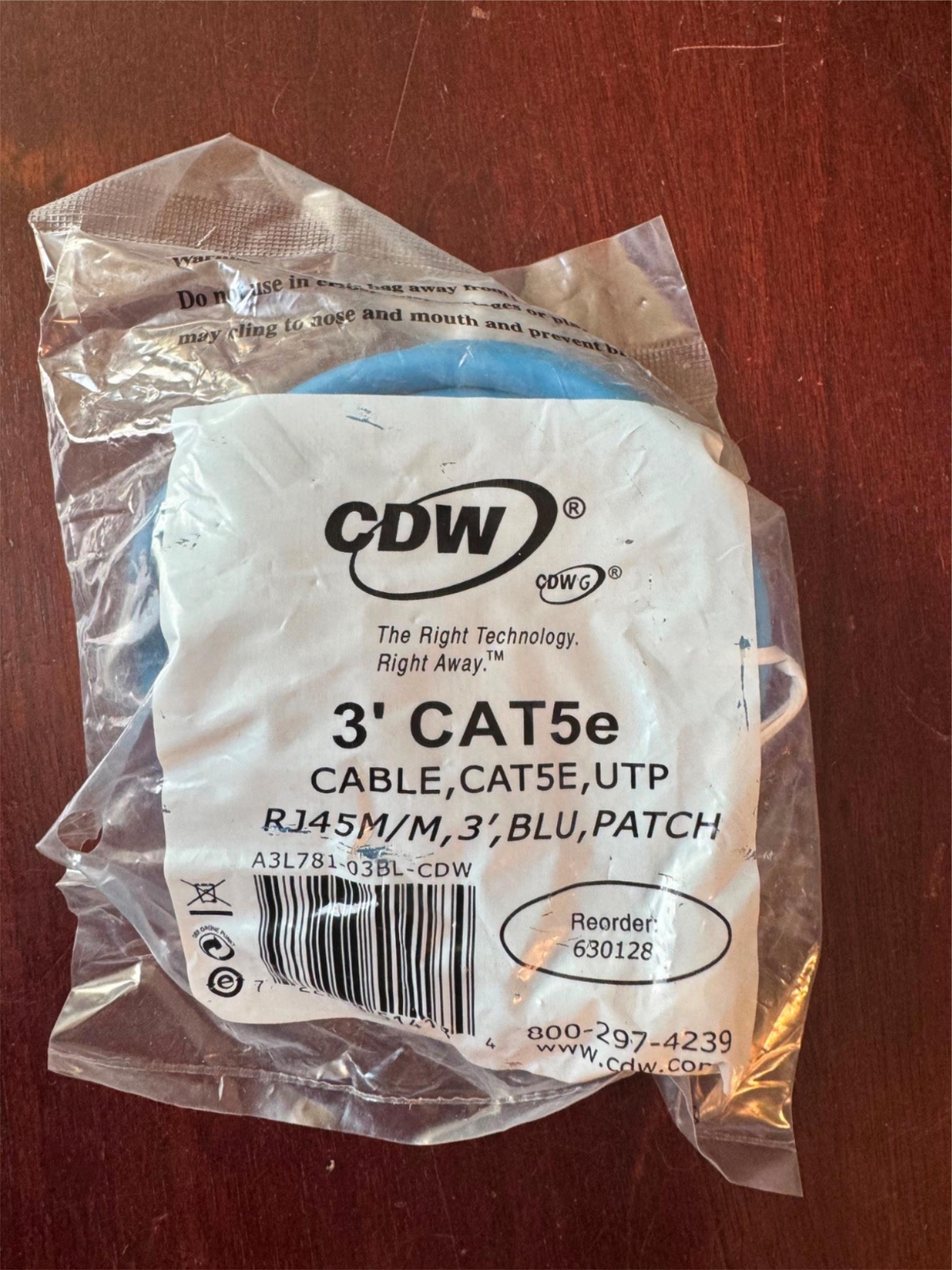 5-Pack CDW 3' Category 5e UTP Ethernet Patch Cable in Blue Part: A3L781-02BL-CDW