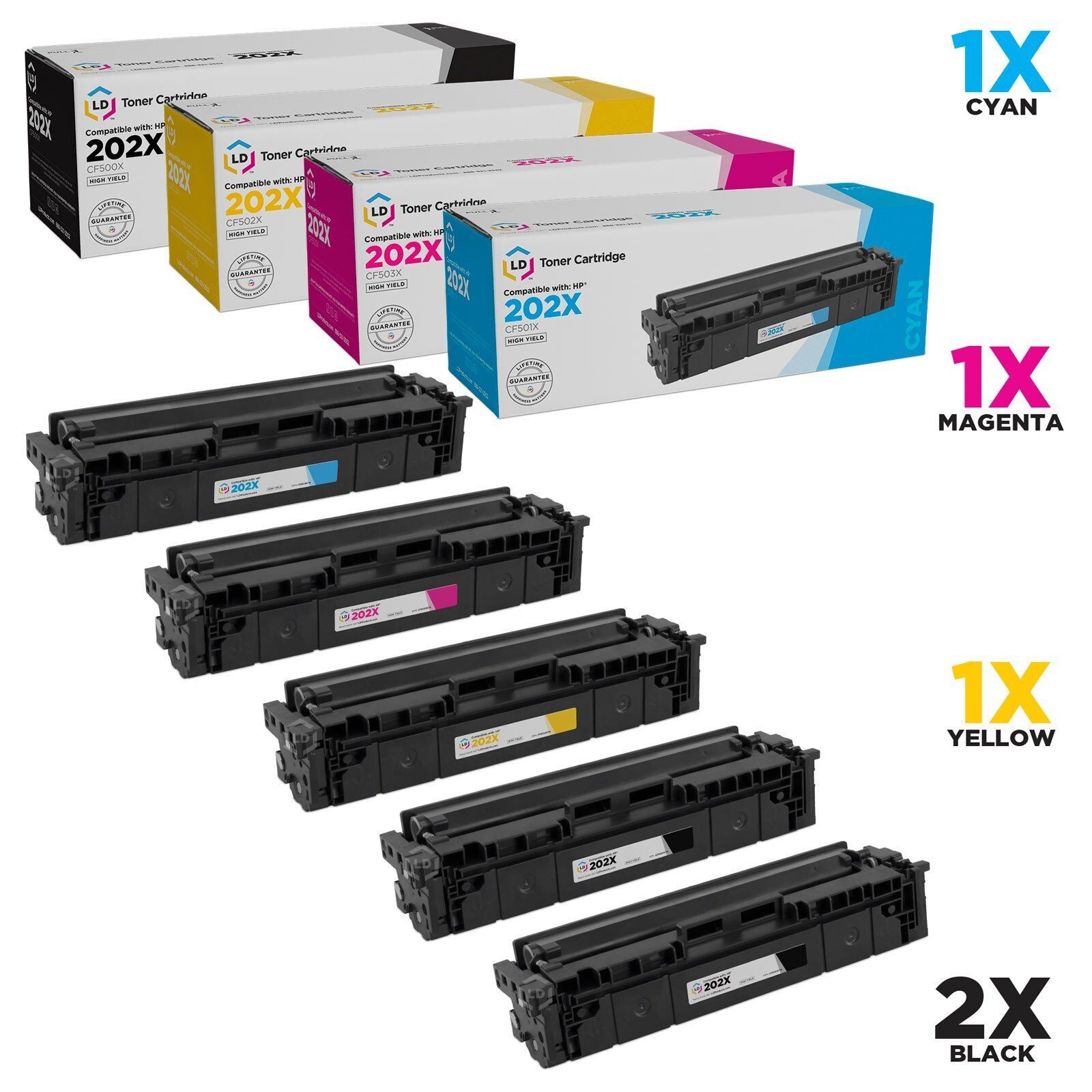 LD 5pk Comp Laser Toner Cartridge for HP 202X CF500X M254dw M281dw 202 X