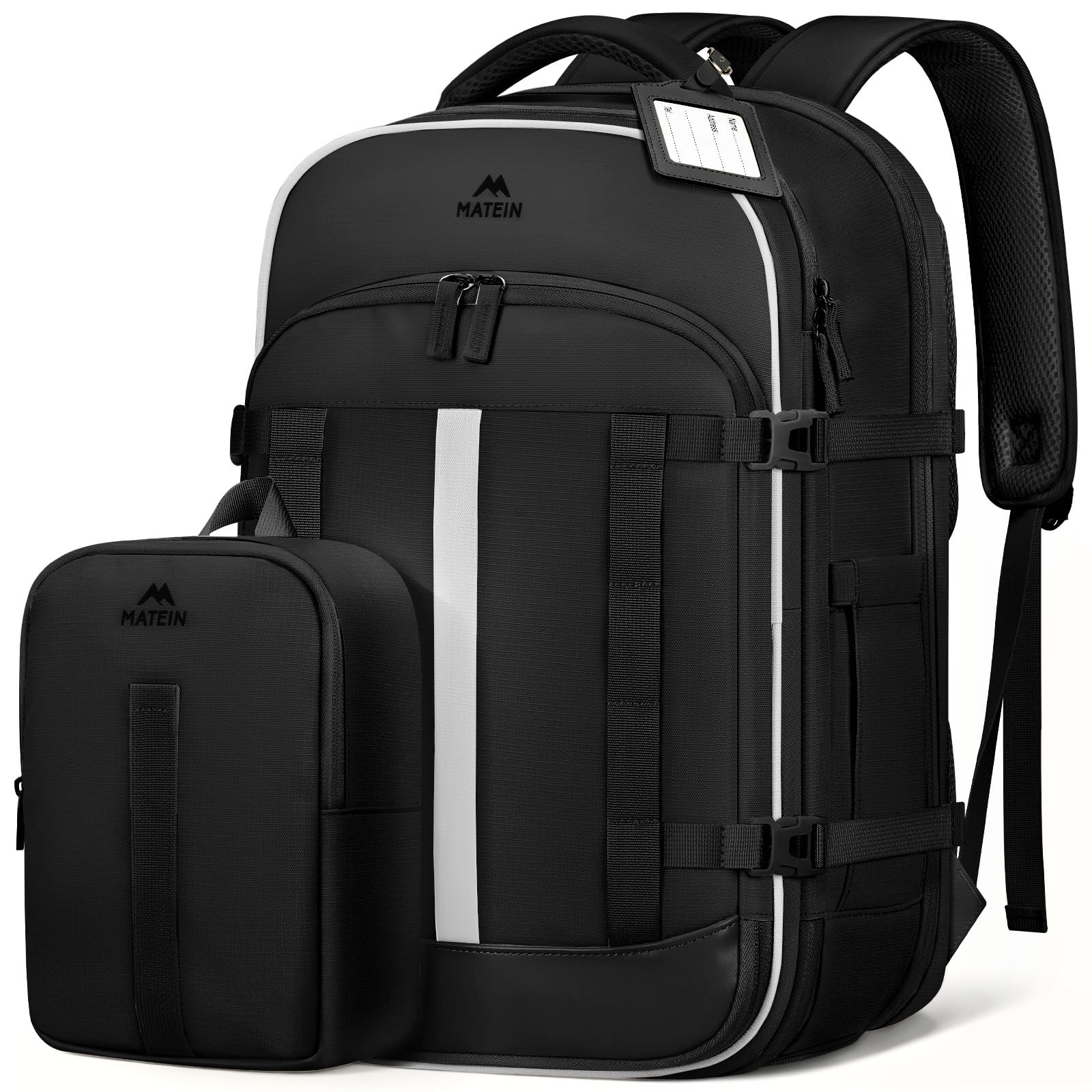 MATEIN HER 40L Travel Backpack for Men with Shoe 18 x 13 x 8 inches, Black