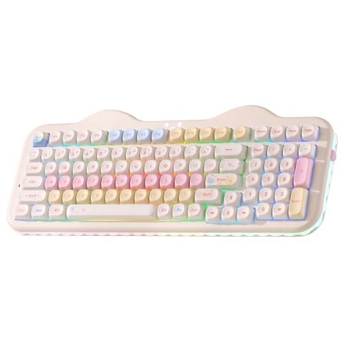 99 Key Wireless Mechanical Keyboard Beige, RGB Backlit, Number Pad