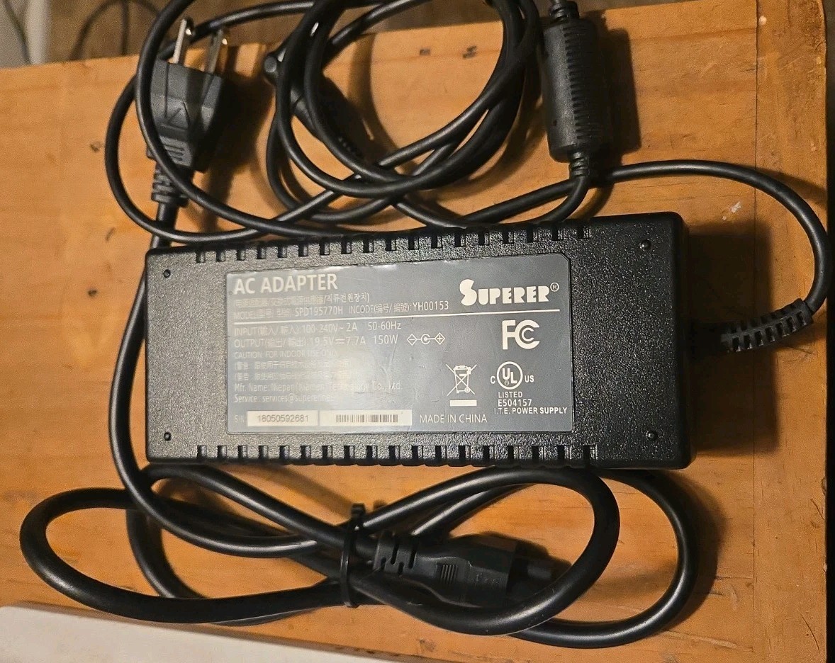 Superer SPD195770H Laptop Adapter / Charger ~ 19.5V   7.7A   150W