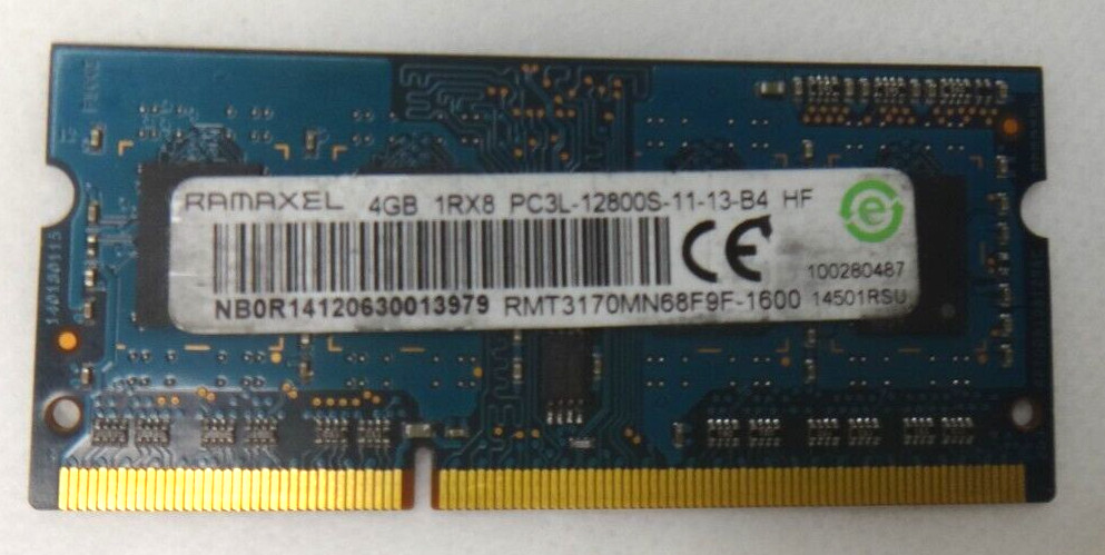 Genuine Ramaxel 4GB PC3L-12800S (1RX8) Memory  Ram Laptop RMT3170MN68F9F-1600 -