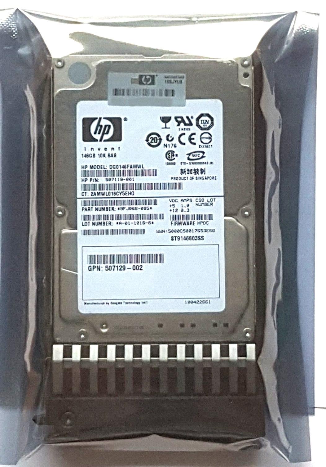 146GB SAS HP DG0146FAMWL/ST9146803SS PN 9FJ066-085 10K 2.5" HDD New + Caddy