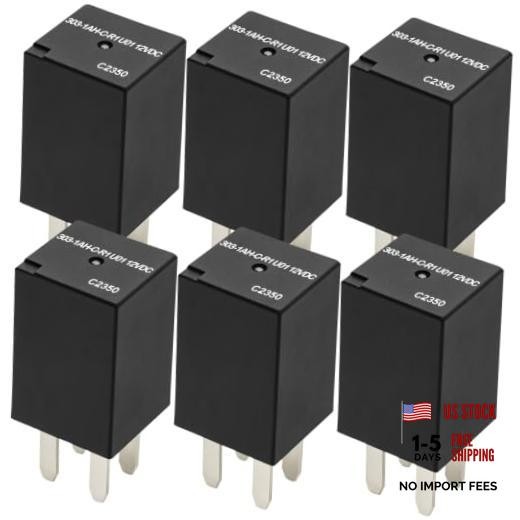 Relay 303-1AH-C-R1-U01 (Pack of 6) - SPNO 20A 12VDC Micro Automotive Relay for