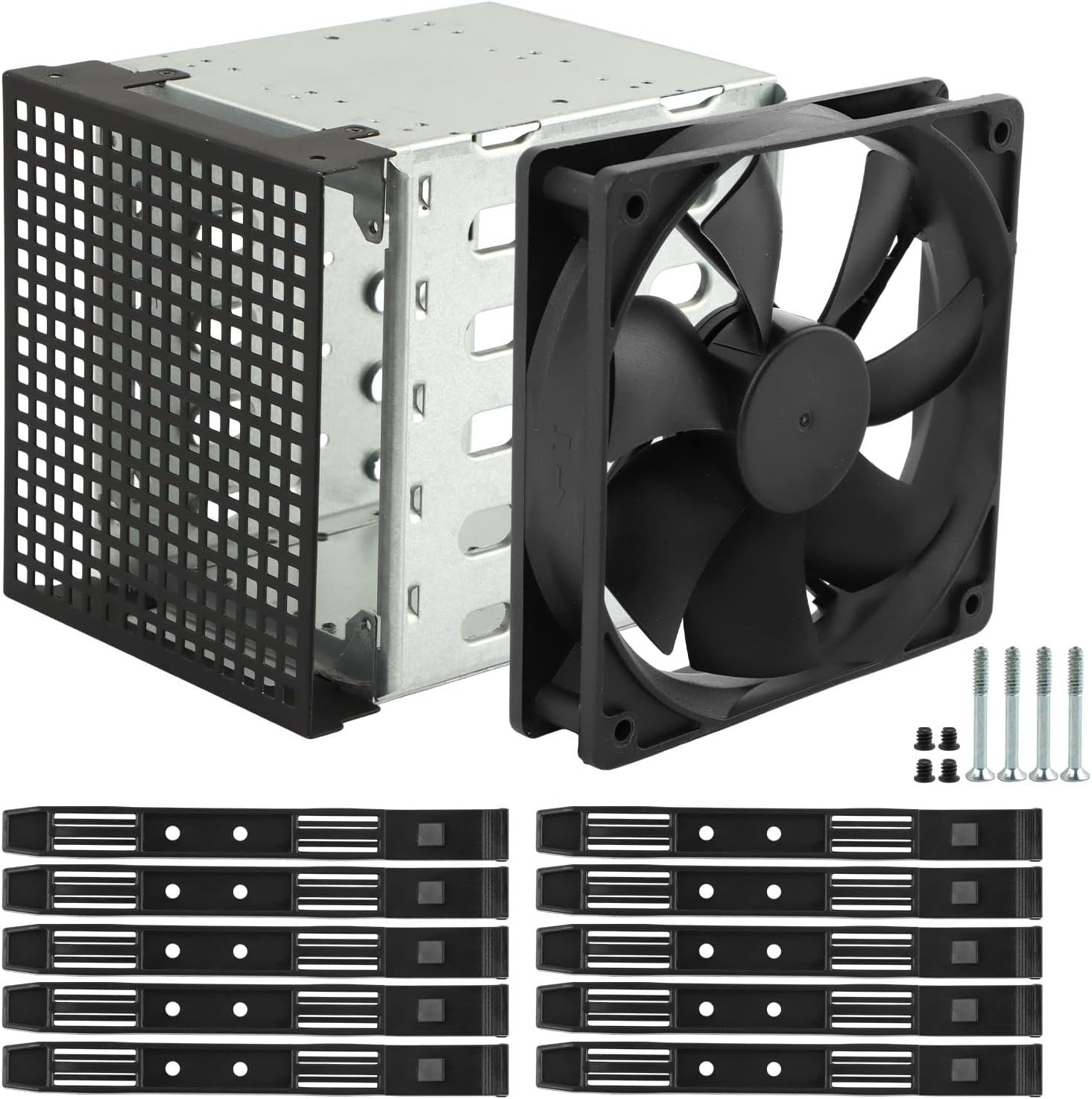 Hard Drive Cage 5.25 Inch to 5X 3.5 Inch, Stainless Steel HDD Enclosure