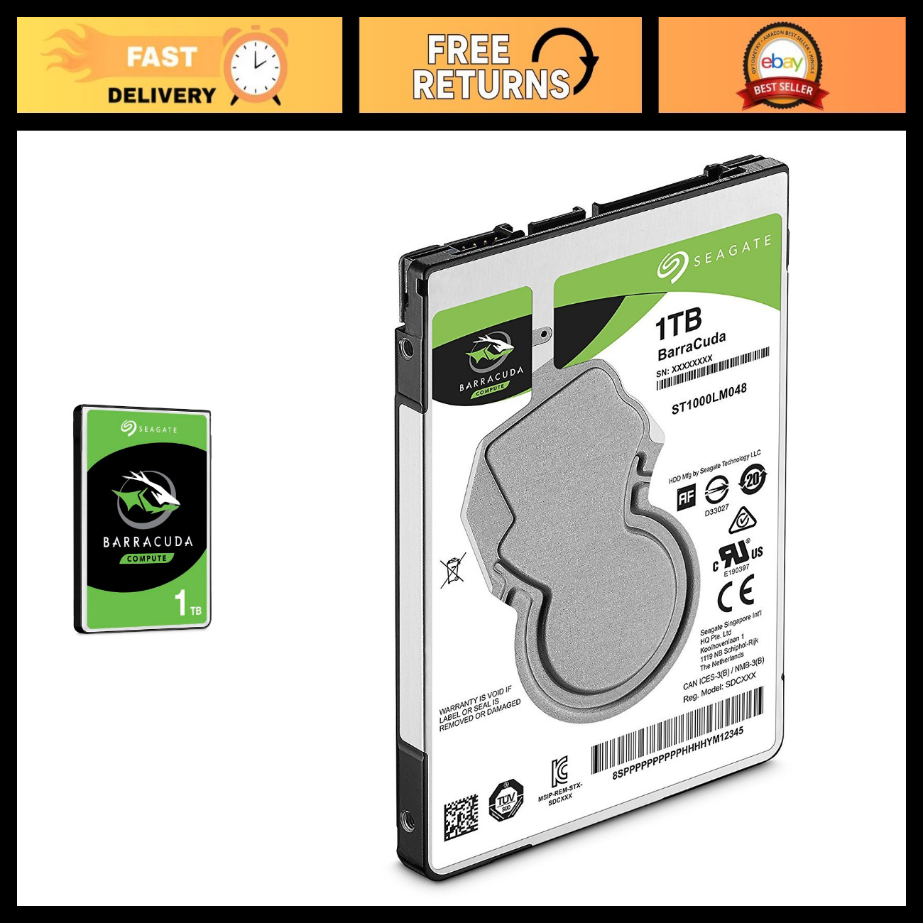 1TB Internal Hard Drive HDD 2.5" SATA 6Gb/s 5400RPM 128MB Cache for PC Laptop