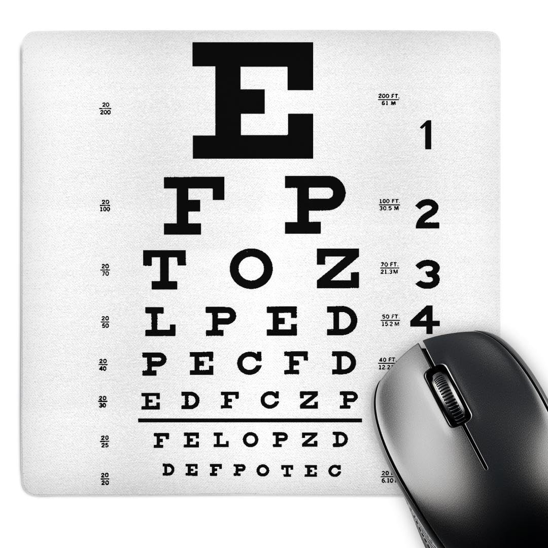 3dRose LLC 8 x 8 x 0.25 Inches Mouse Pad, Eye Chart Alphabet  Black (mp_110446_1