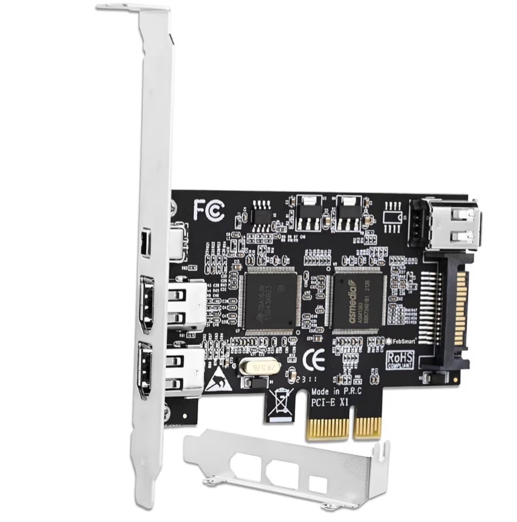 4 Ports PCIE Firewire 400 1394A Expansion Card, Texas Instruments TI TSB43AB23,
