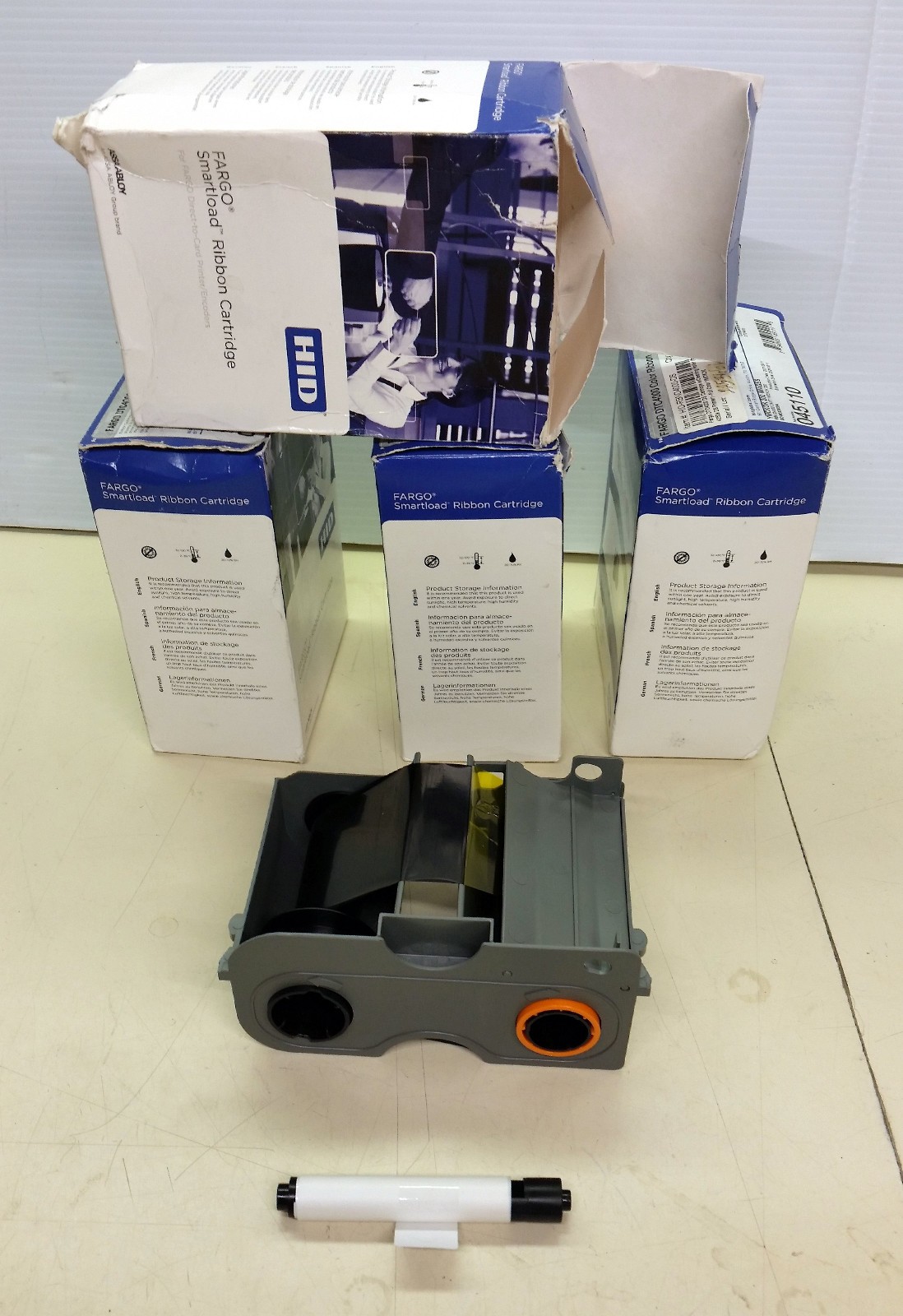 Lot of 4 Fargo DTC4000 HID-RBND4000-DS Full Color YMCKOK Ribbons 045110