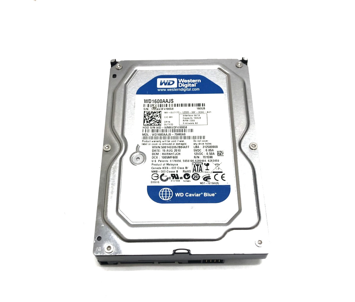 WD Caviar Blue WD1600AAJS-75M0A0 160GB 7200 RPM 3.5" SATA 3 Gbps Hard Drive HDD