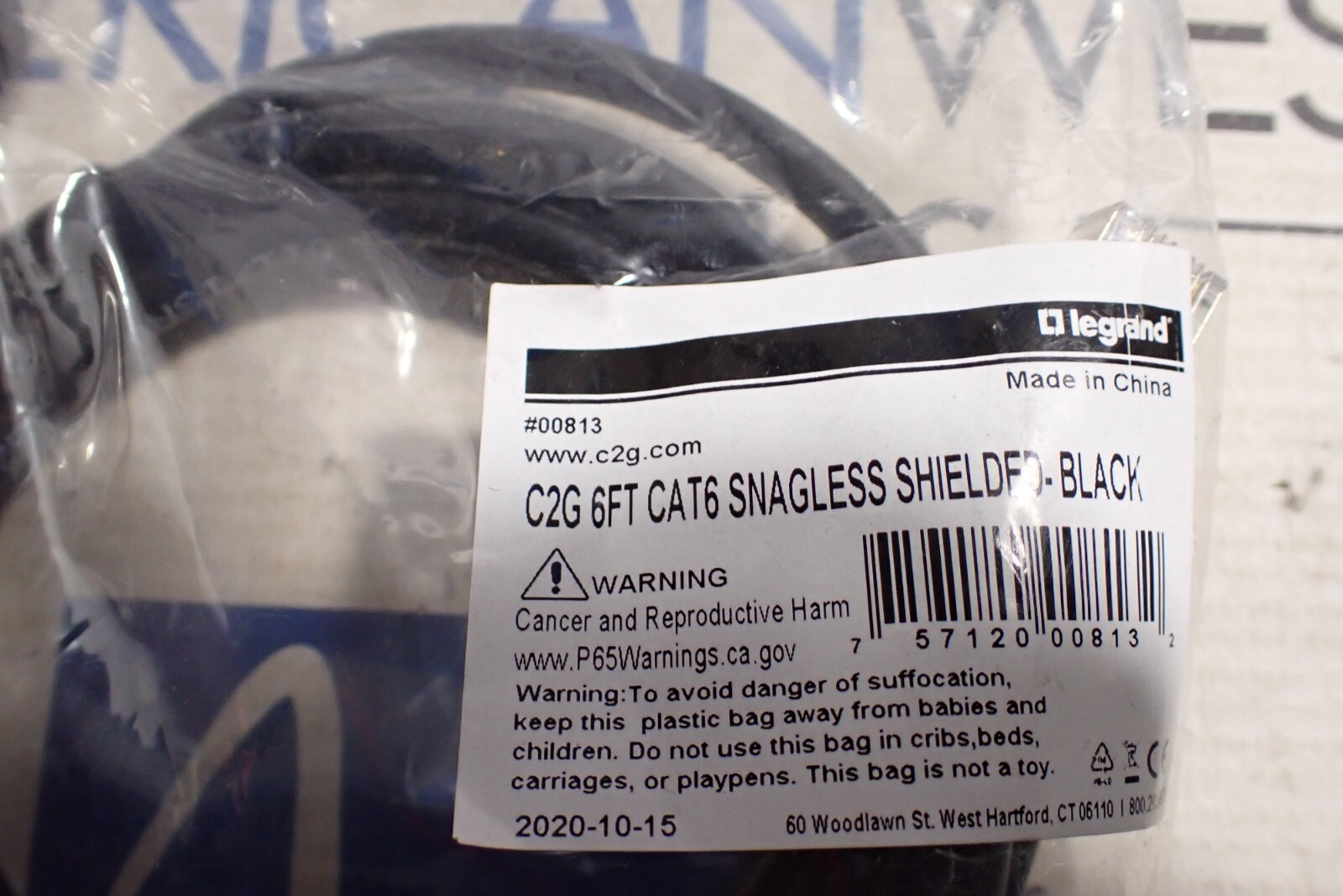 New Legrand C2G 00813 6FT CAT6 Snagless Black Shielded Ethernet Patch Cable
