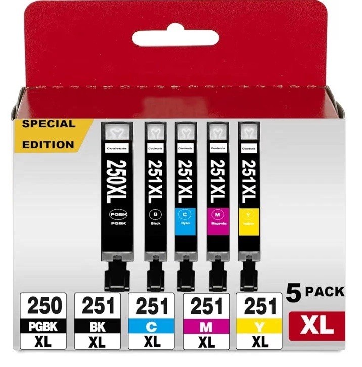 Couleuris 250 251 XL Printer Ink Cartridge, Black, Cyan, Magenta, Yellow