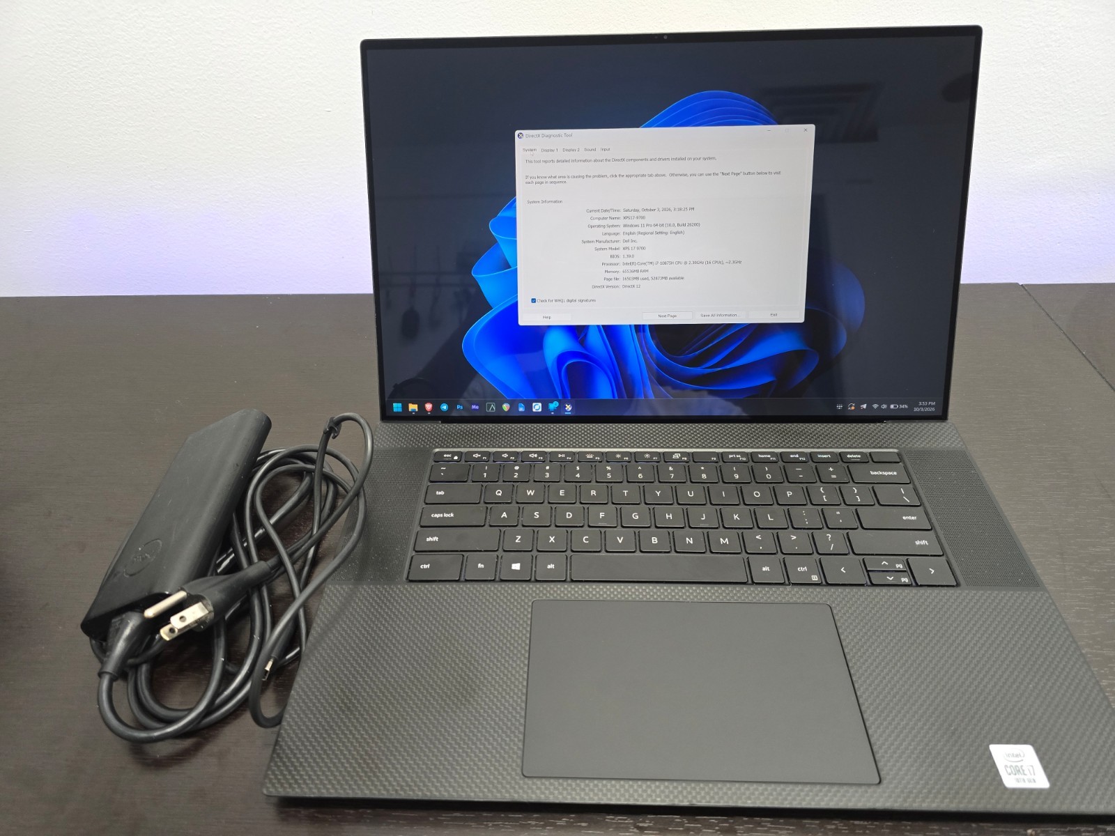 Dell XPS 17 9700 4K Touch i7-10875H 64GB RAM 1TB SSD RTX 2060 Win 11 Pro