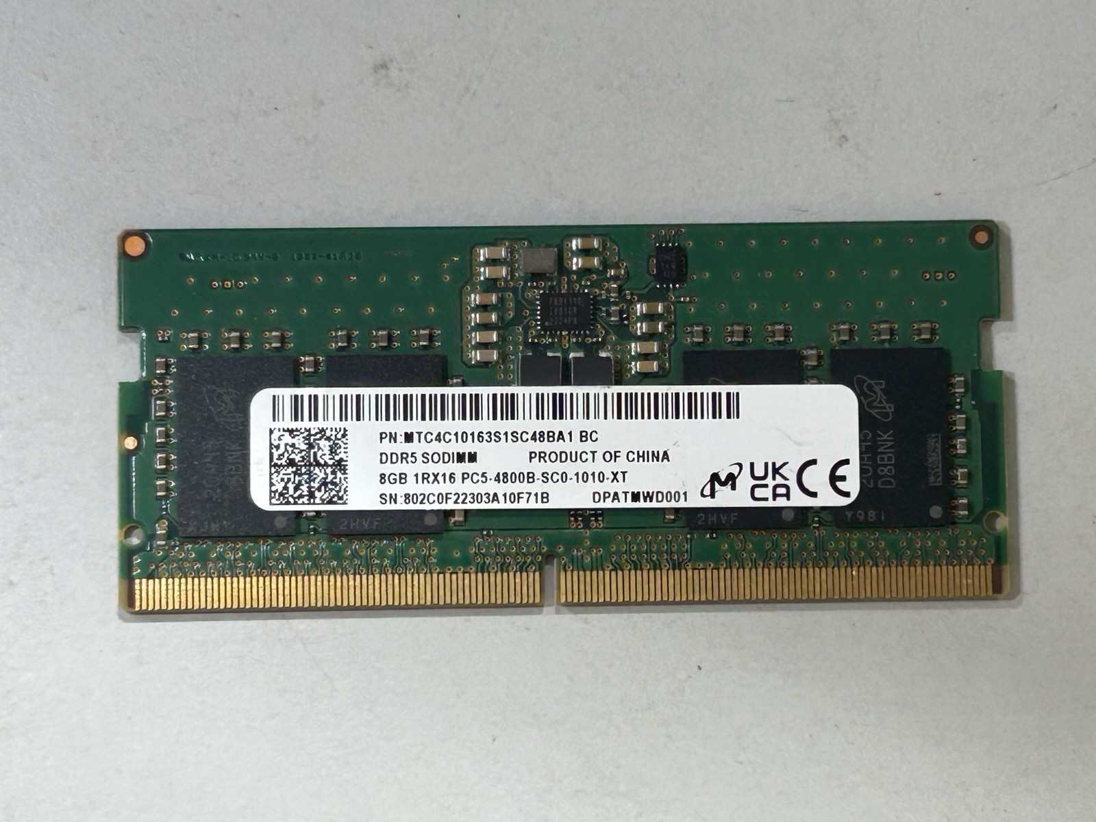 Micron 8GB DDR5 SODIMM MTC4C10163S1SC48BA1 MTC4C10163S1SC48B Laptop Memory RAM