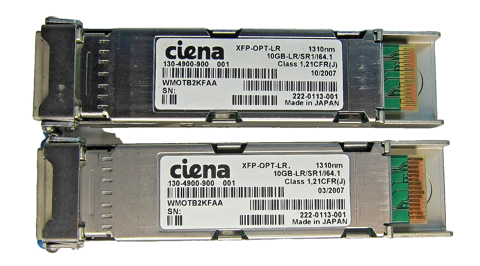 2Pcs Genuine Ciena XFP-OPT-LR 10GB-LR/SR1/I64.1 XFP Module 130-4900-900 (JP)