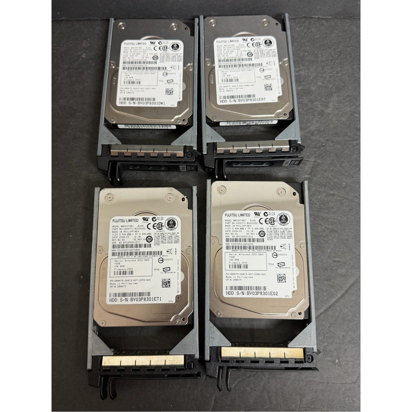 LOT OF 4 Fujitsu MBC2073RC 2.5-Inch 15K 73GB SAS Hard Drive