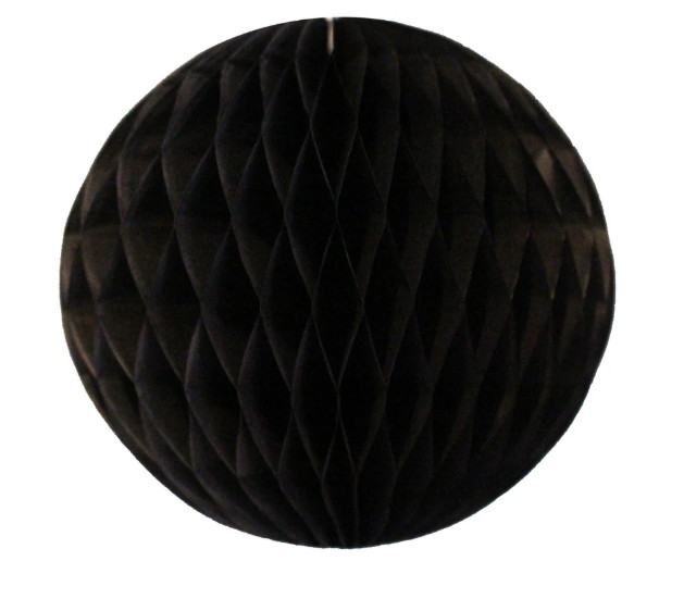 GENERIC 10IN/25CM HONEYCOMB PAPER BALL WITH RIBBONS - BLACK