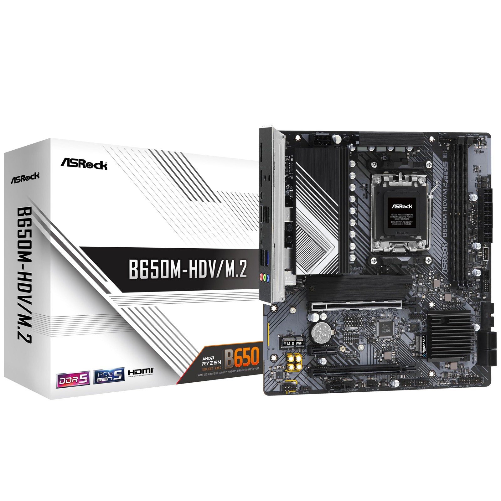 ASRock B650M-HDV/M.2, AMD B650, AM5, Micro ATX, 2 DDR5, HDMI, DP, 2.5G LAN, PCIe