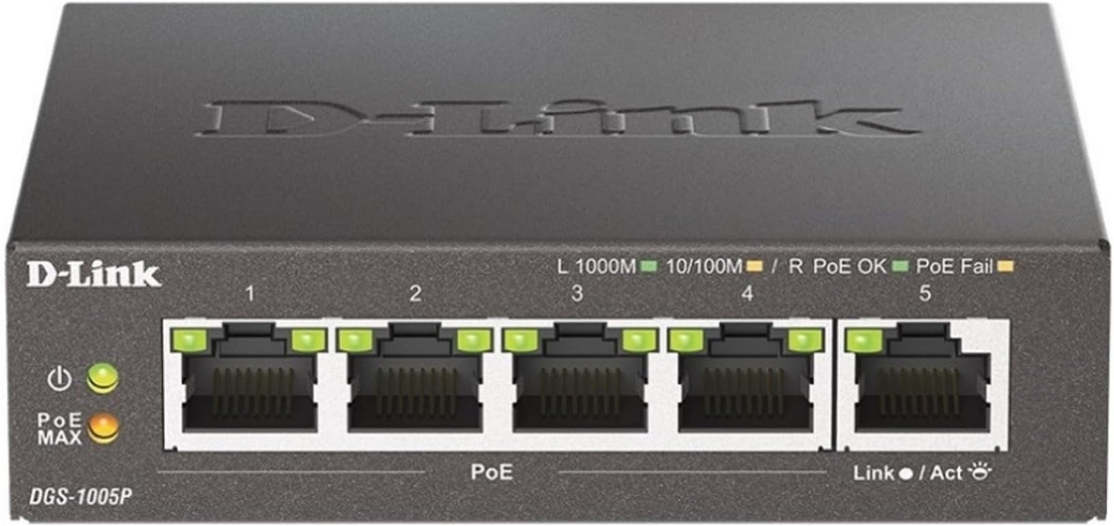 D-Link 5-Port Gigabit PoE+ Unmanaged Ethernet Switch, with 4 PoE Ports up to ...
