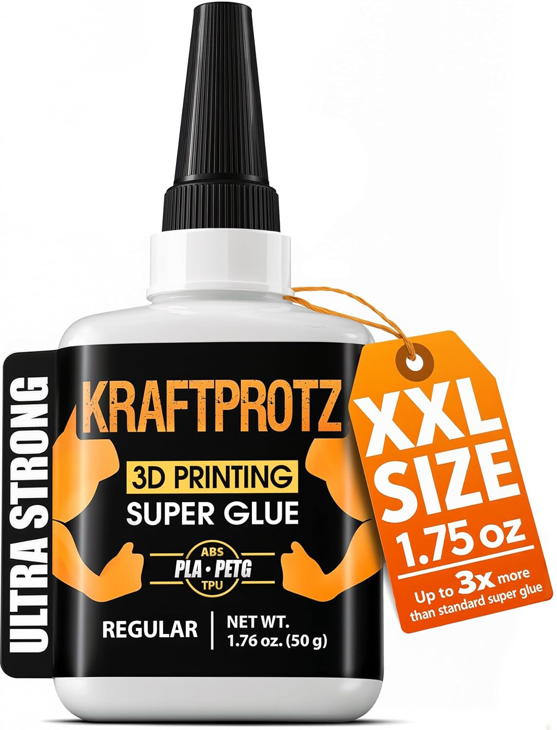 3D Printer Super Glue Thin for PLA, ABS, PETG, TPU & Nylon – 1.76 Oz XXL