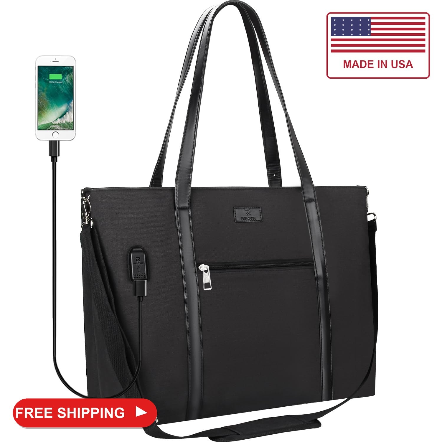 TANTO Laptop Tote Bag for Women 17.3 In, Travel Computer Bag with USB Port