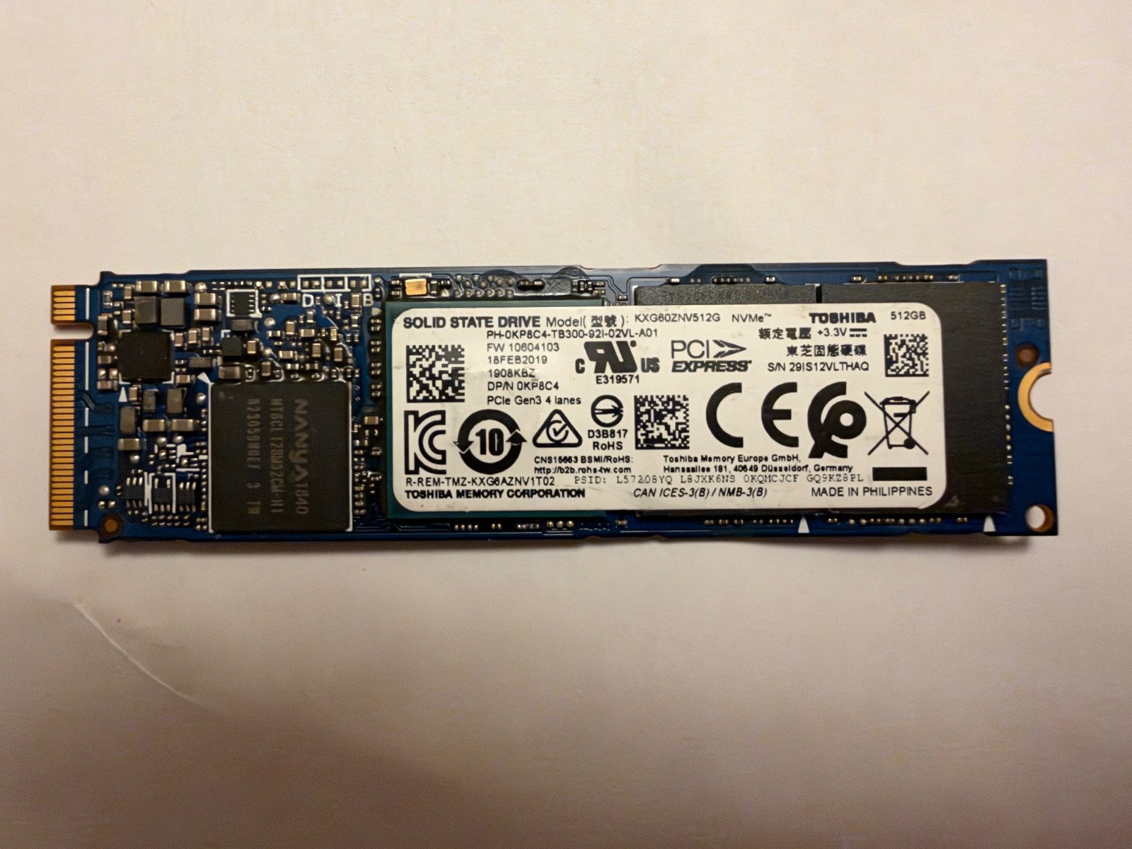 LOT OF 5 Toshiba XG6 512GB M.2 SSD  KXG60ZNV512G KP8C4