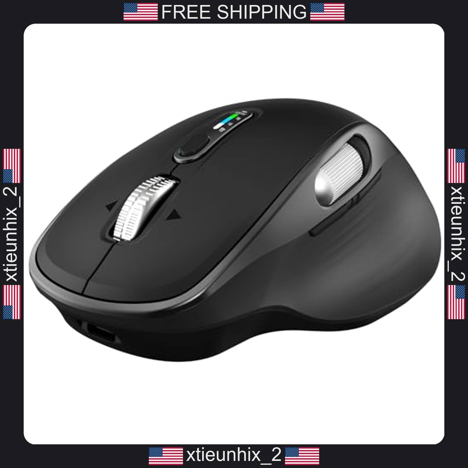 Wireless Bluetooth Mouse 8 Programmable Buttons Rechargeable Black