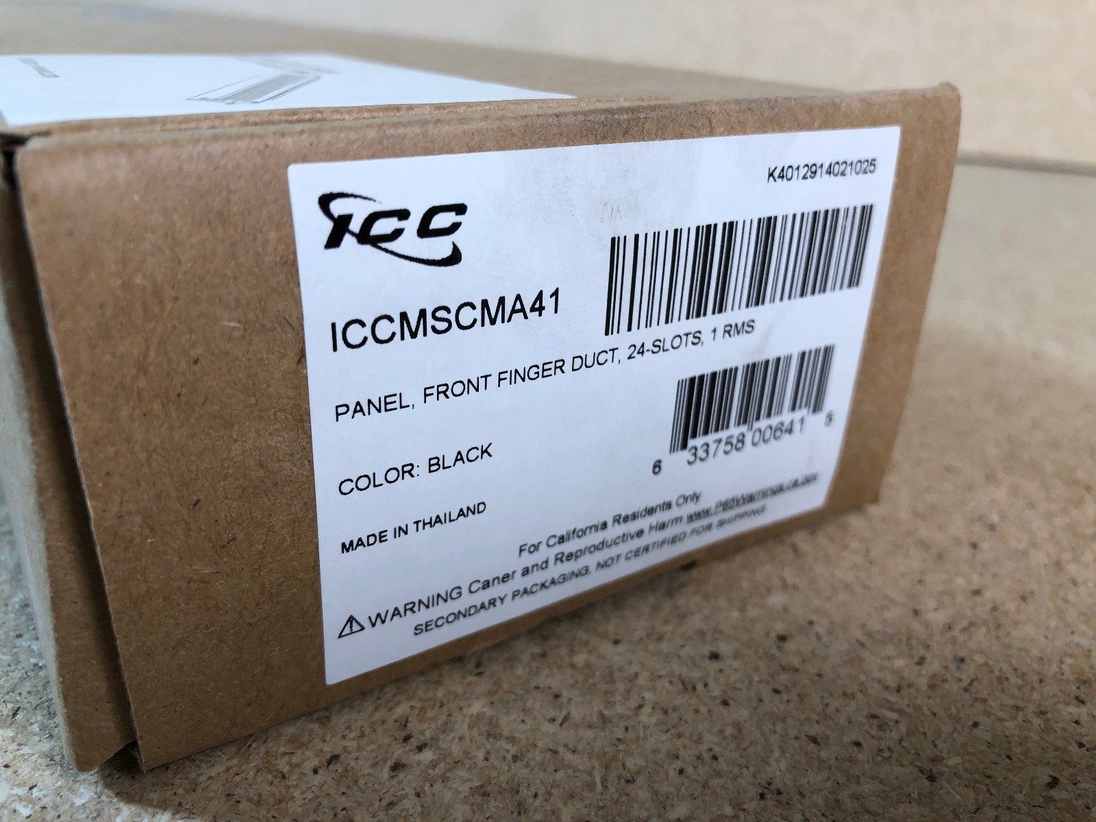 Icc ICCMSCMA41 Panel, Front Finger Duct, 24-slot, 1rms