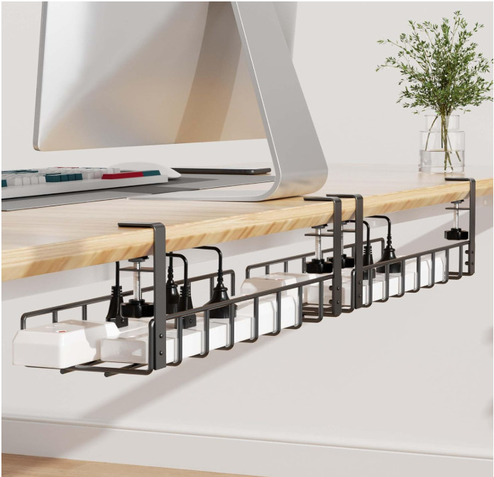 Paquete de 2 bandejas organizadoras de cables para debajo del escritorio, 80 cm