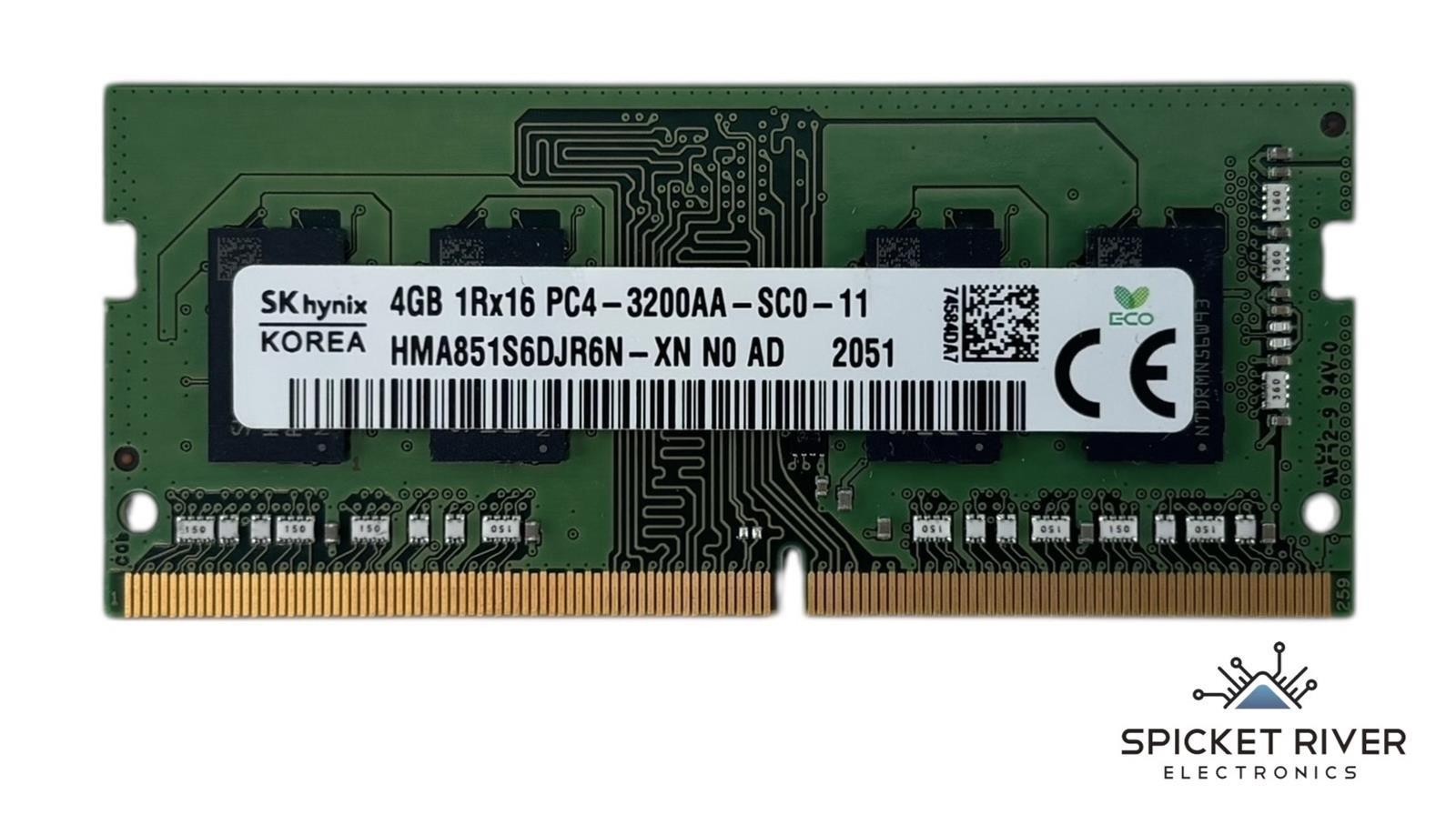 Lot of 2 - SK Hynix HMA851S6DJR6N-XN 4GB 1Rx16 PC4-3200AA DDR4 SODIMM Laptop RAM