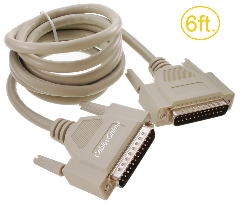 6ft. DB25 Male to Male 25-Conductor Serial/Parallel/SCSI Straight-Thru Cable