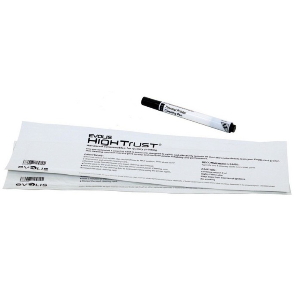 Evolis Acl008 Badgy Cleaning Kit Includes 2 Cards 1 Pen