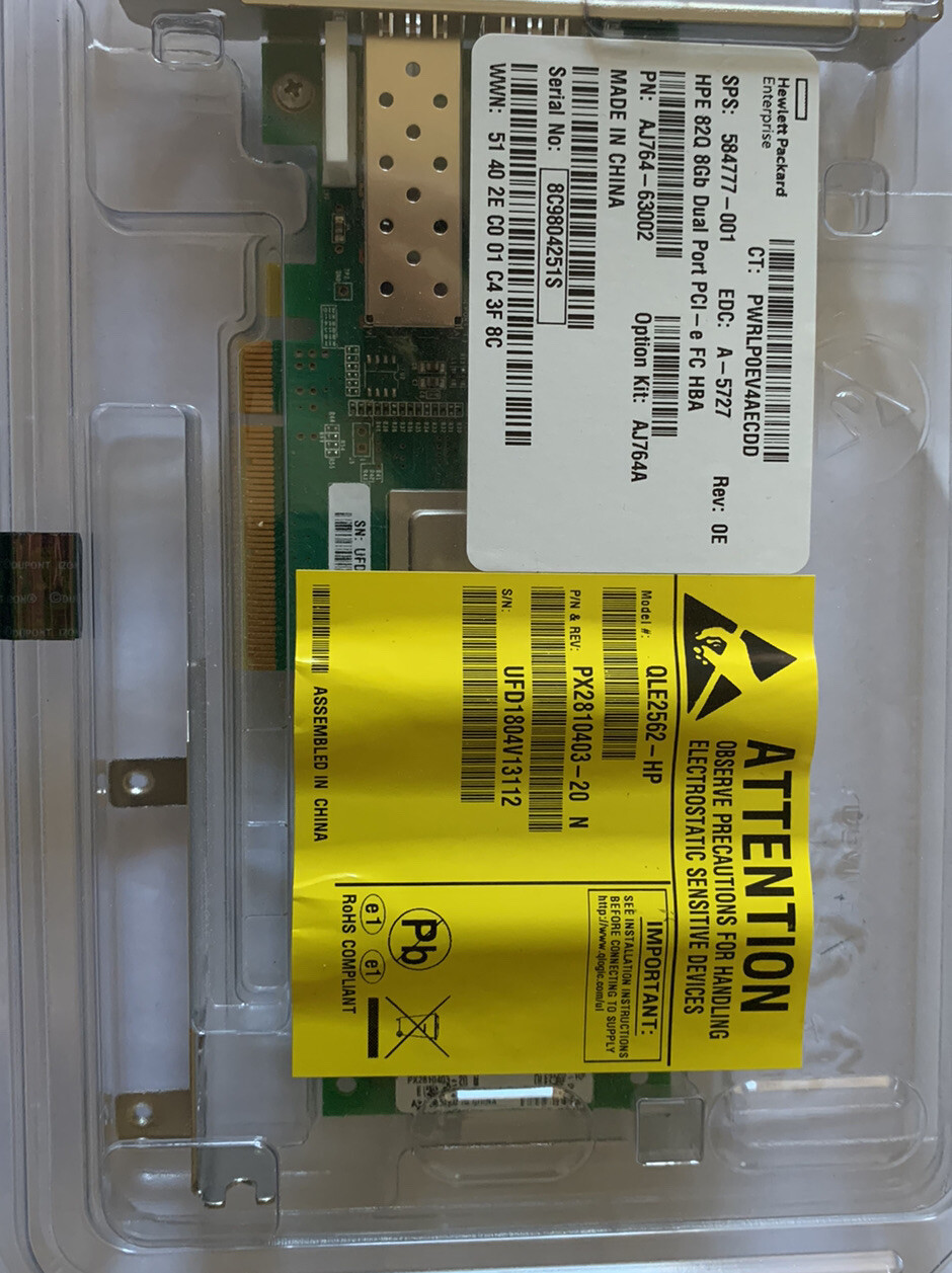 HPE HP AJ764-63002 StorageWorks 82Q 8GB PCI-e 2- Port FC Host Bus Adapter