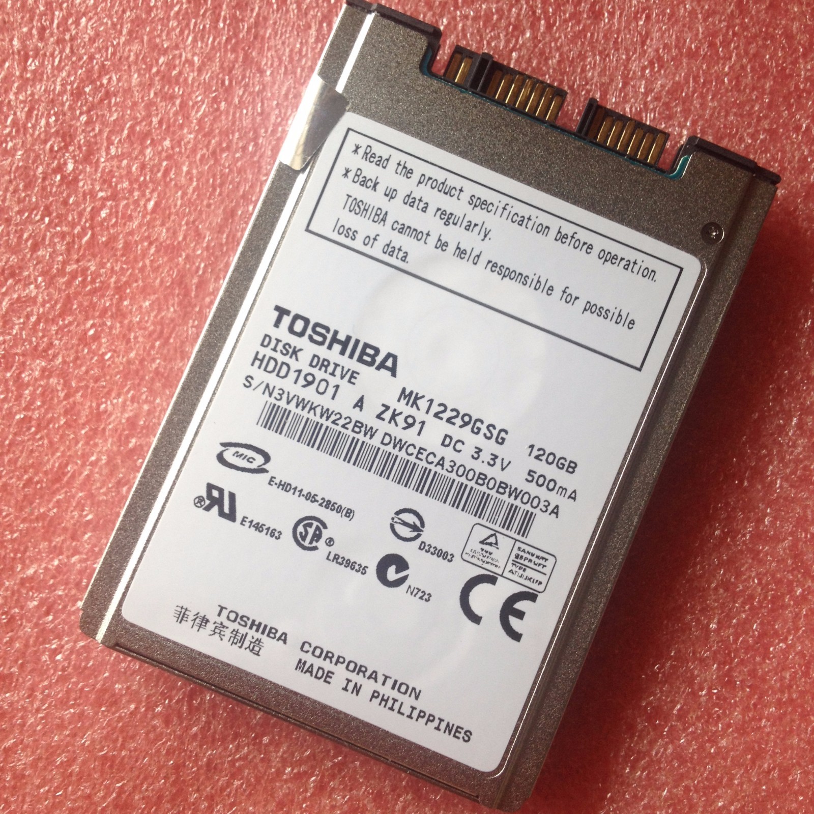 Lenovo 120GB 5.4K Micro SATA 1.8″ Hard Drive 42T1325 42T1324 Toshiba MK1229GSG