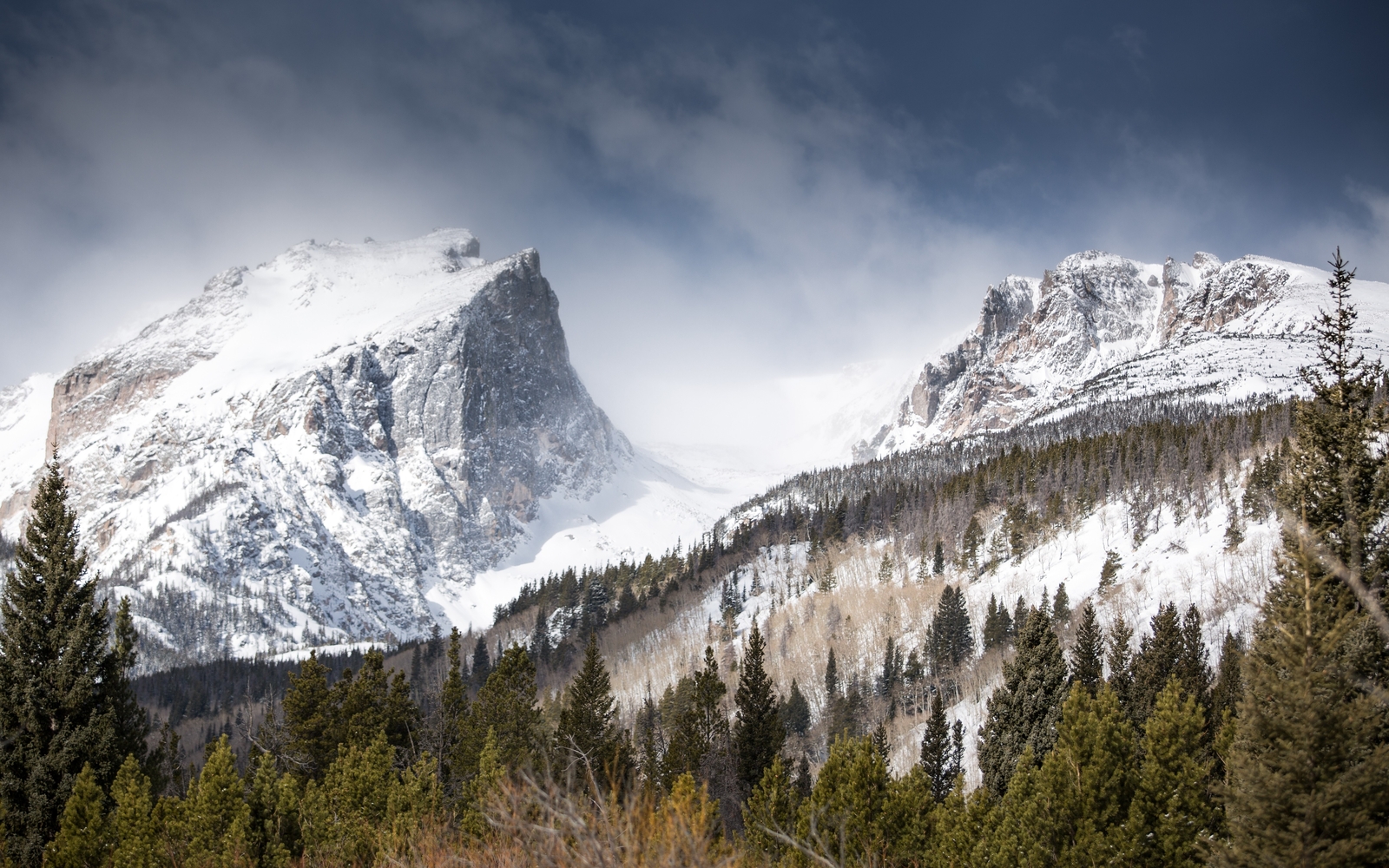 Landscape mountains forest nature rocky usa snowy peak Custom Gaming Mat Desk