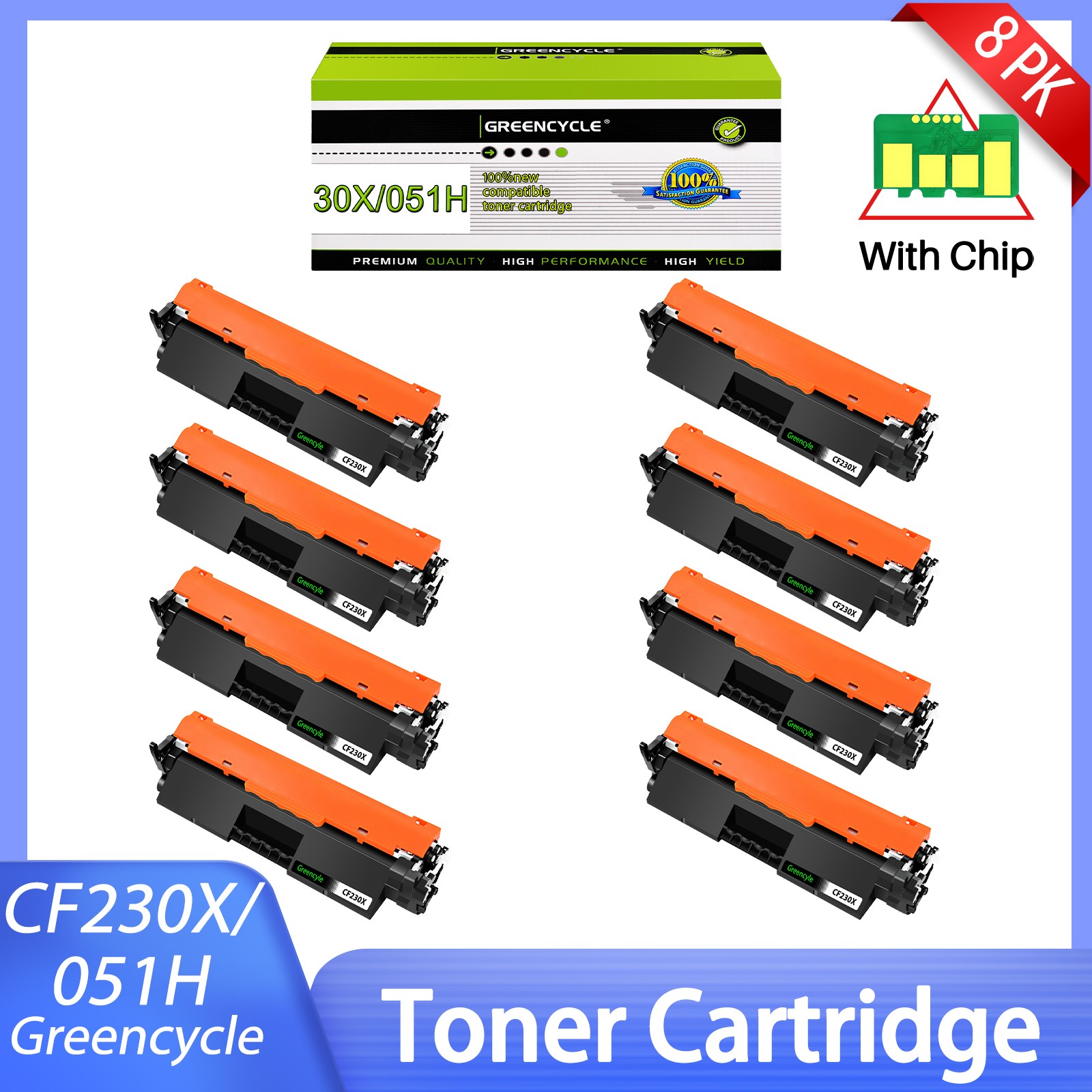 8x High Yield Toner Cartridge For HP CF230X 30X M203d n w Pro MFP M227fdn Printe