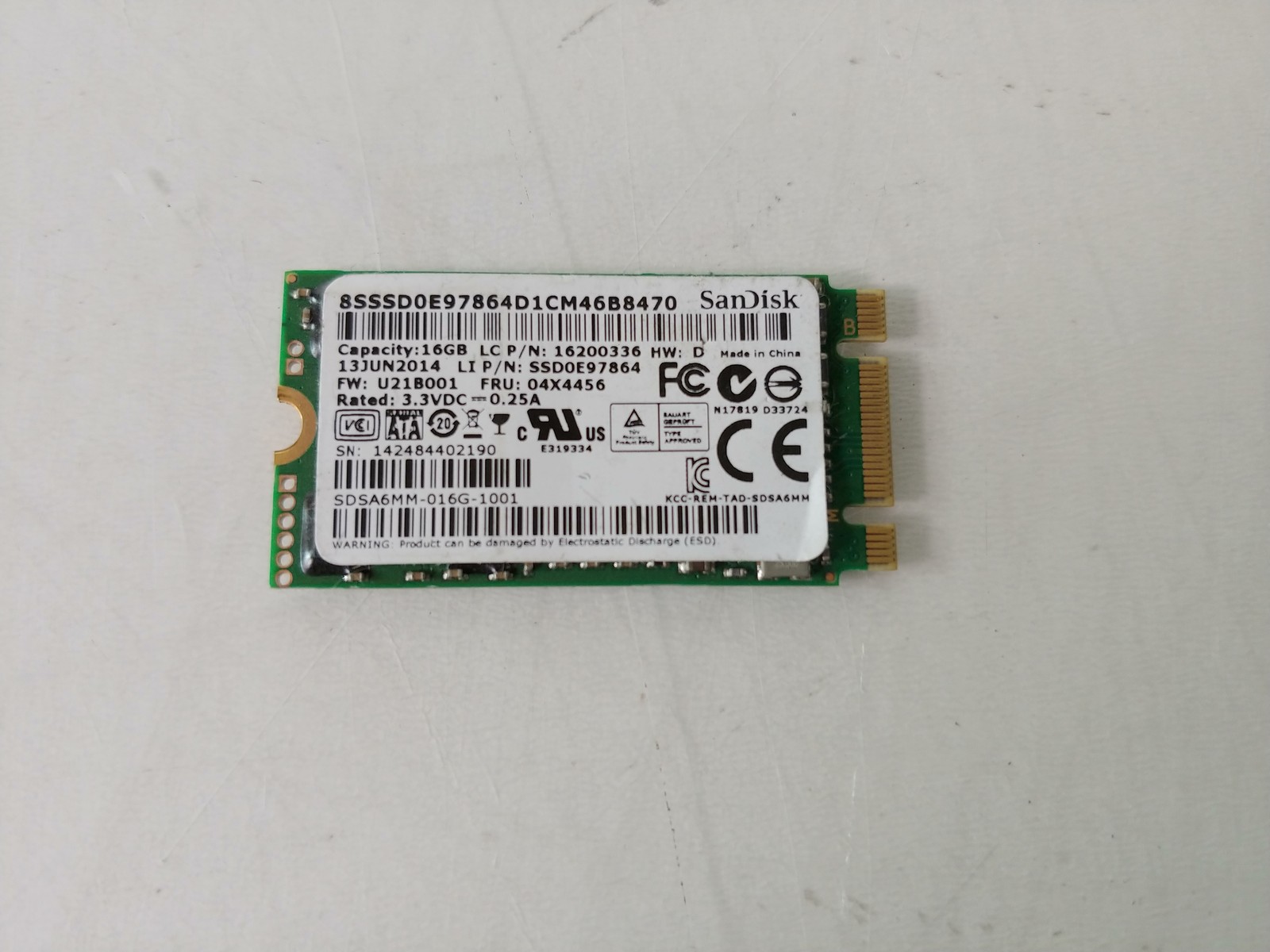 Lot of 2 SanDisk U110 SDSA6MM-016G-1001 16 GB M.2 2242 42mm Solid State Drive
