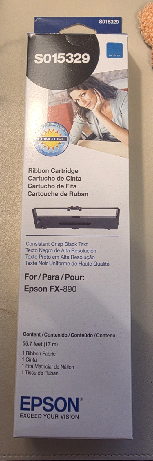Genuine Epson Black Ribbon Cartridge S015329 for FX-890 NEW UNOPENED