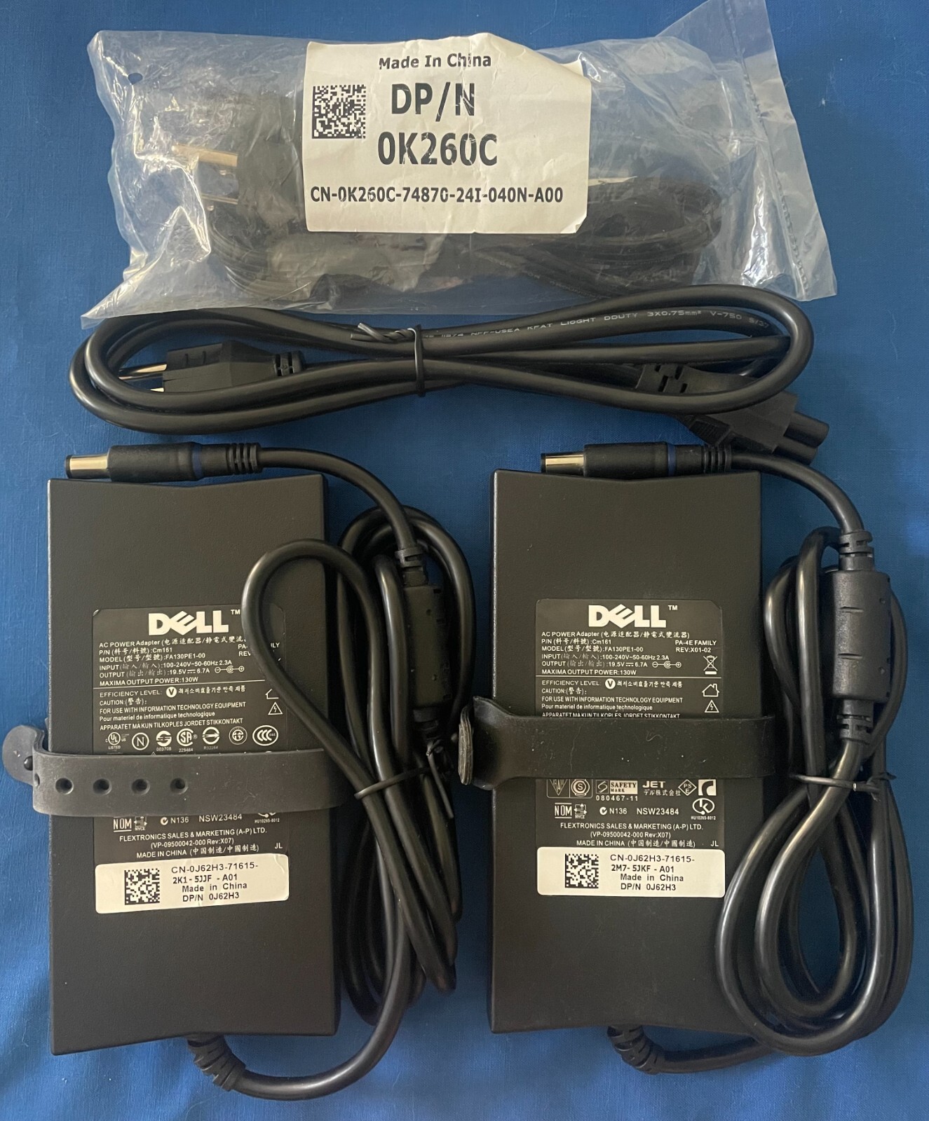 New Genuine Dell AC Adapter FA130PE1-00 CM161 Charger  2 pc Lot
