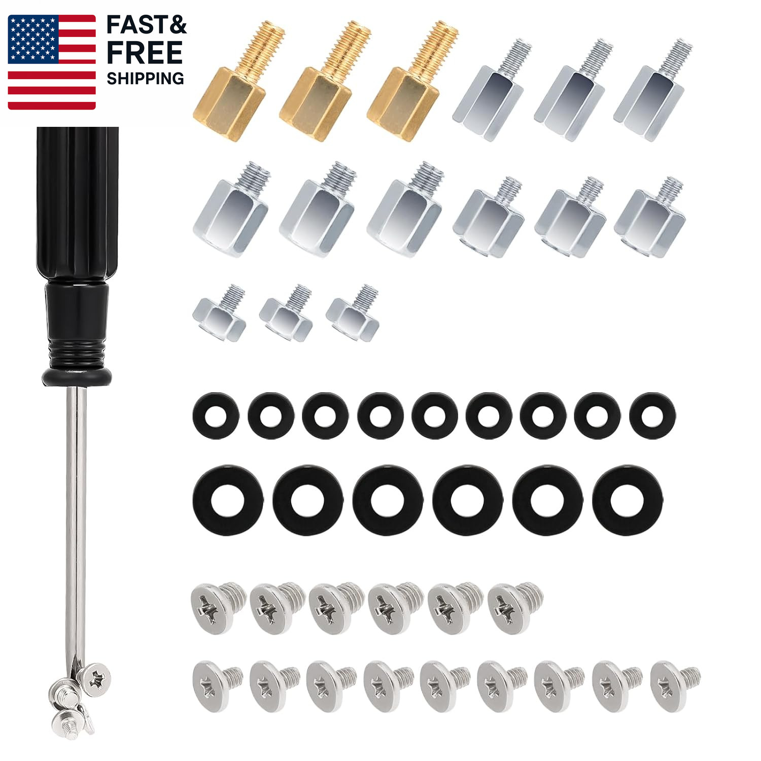 46PCS NVME M.2 SSD Mounting Screws M.2 SSD Screw Kit for Asus Gigabyte Asrock Ms